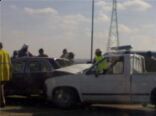 حادث تصادم بين ثلاث سيارات بمدخل عفيف الشرقي بالقرب من تقاطع وادي المياه مع طريق الرياض