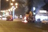 بالصور .. مدني عفيف يخمد حريق شبّ في شاحنة نقل ثقيل على المدخل الشرقي