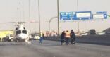 بالصور.. إسعاف جوي لإنقاذ مصابي حادث على «دائري» الرياض