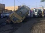 سقوط شاحنه في خزان صرف صحي بأحد شوارع عفيف