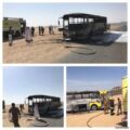‎بالصور : حريق في حافلة نقل طالبات ثانوية المردمه جنوب عفيف