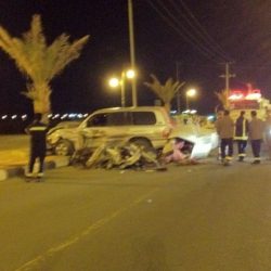 حادث اصطدام مركبة بجمل سائب على طريق عفيف –  المهد
